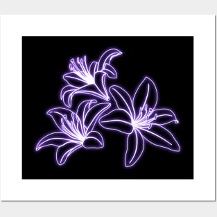 Violet Neon Lys Flowers Posters and Art